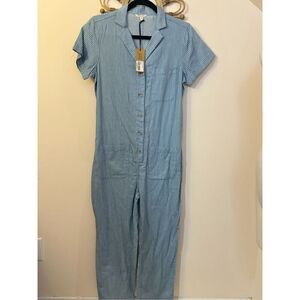 Bridge & Burn Flynn Railroad Striped Cotton Jumpsuit S NEW